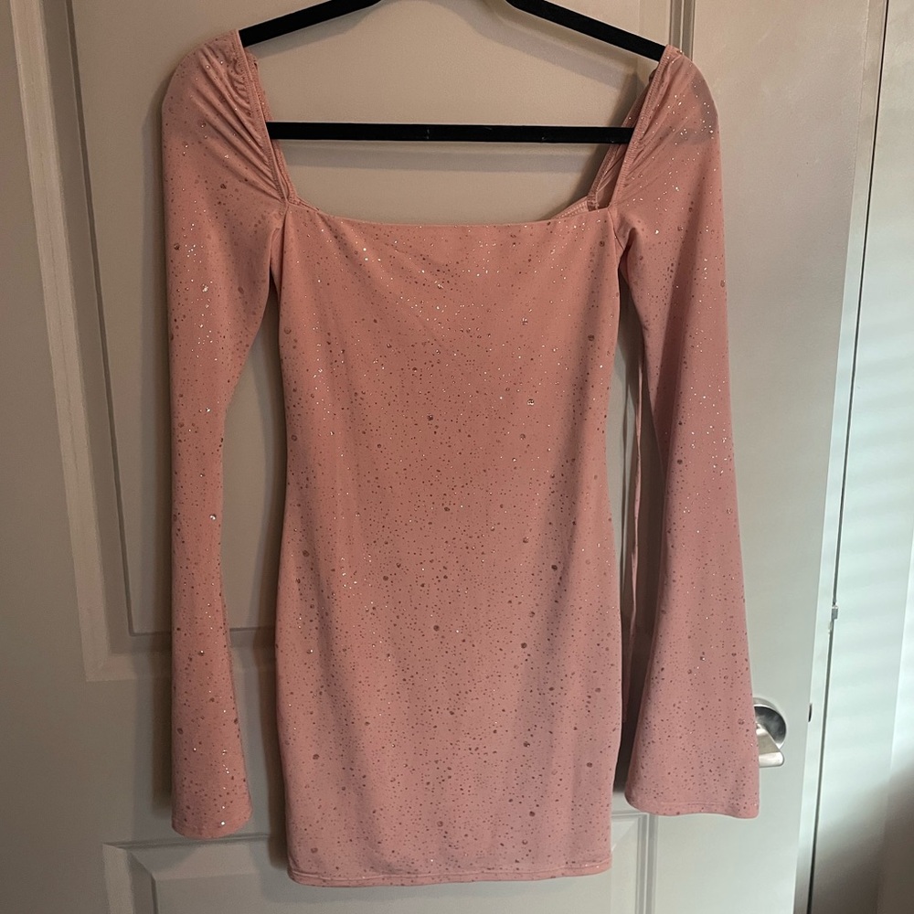 Lucy in the Sky Pink Ribbed Bodycon Mini Dress